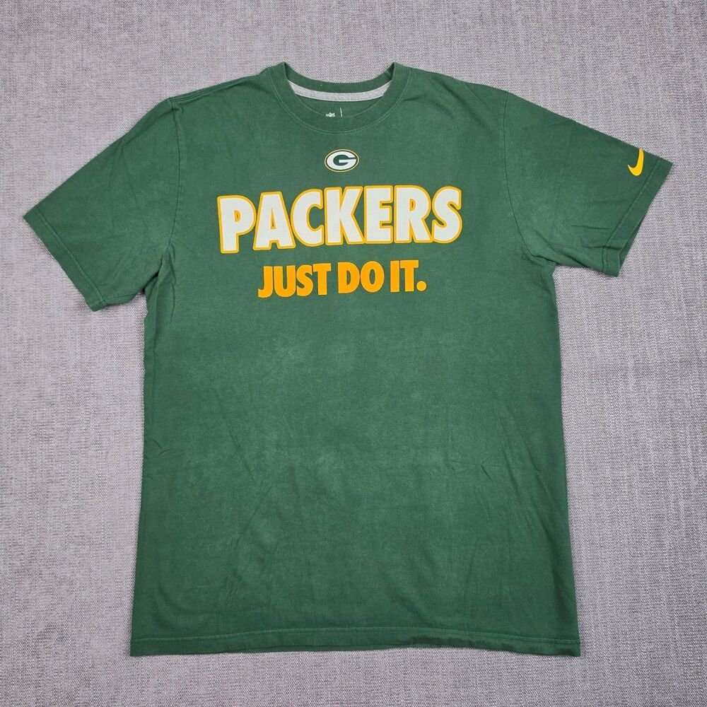 Nike NFL Green Bay Packers T Shirt Mens Large L Just Do It Short Sleeve Green